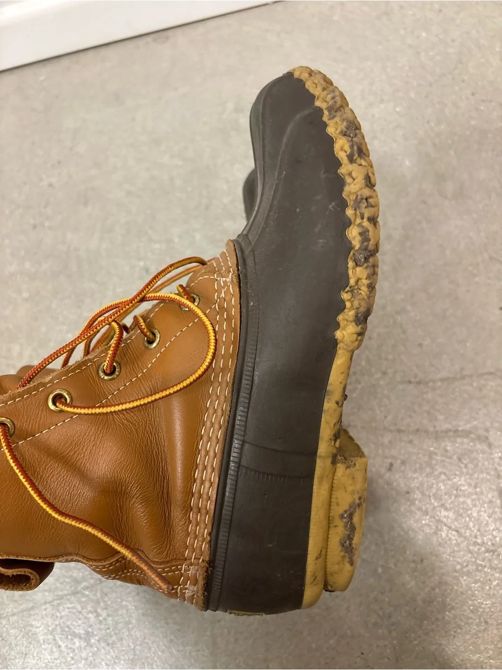 L.L. Bean Brown Leather and Dark Rubber Duck Boots Mens Size 7.5